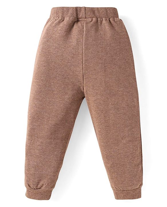 Babyhug Terry Knit Full Sleeves Sweatshirt & Joggers Set with Bear Patch Detailing - Brown