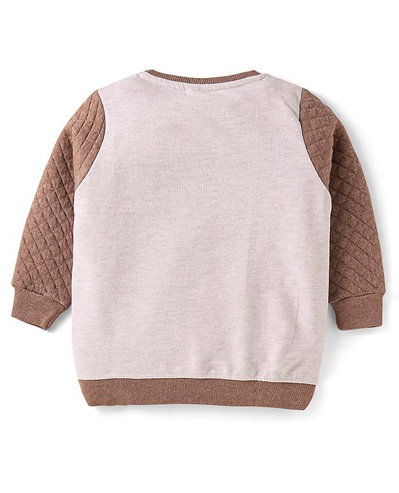 Babyhug Terry Knit Full Sleeves Sweatshirt & Joggers Set with Bear Patch Detailing - Brown