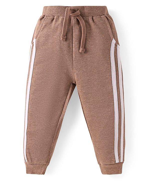 Babyhug Terry Knit Full Sleeves Sweatshirt & Joggers Set with Bear Patch Detailing - Brown