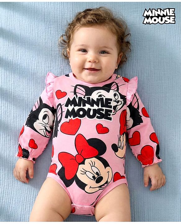 Babyhug Disney Interlock Knit Full Sleeves Footed Sleep Suit with Mickey Mouse & Friends Graphics Pack of 2 - White & Blue main image 0