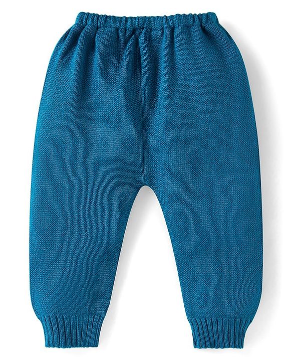 Babyhug Knitted Full Sleeves Striped Pullover Sweater - Royal Blue & Red