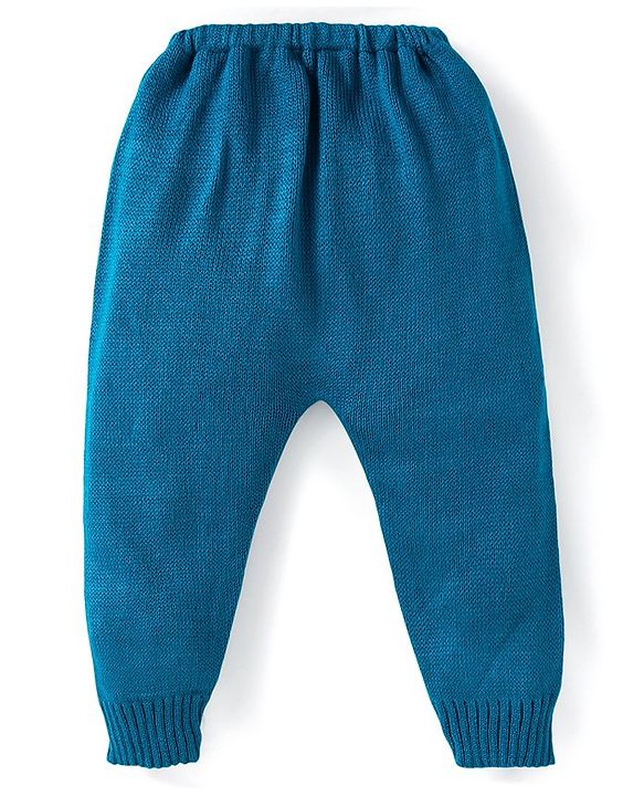 Babyhug Knitted Full Sleeves Striped Pullover Sweater - Royal Blue & Red