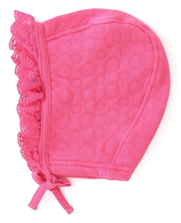 Babyhug Winter Polyfill Full Sleeves Romper with Cap & Booties Frill Detailing - Pink