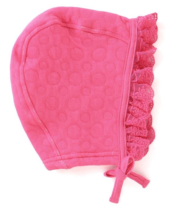 Babyhug Winter Polyfill Full Sleeves Romper with Cap & Booties Frill Detailing - Pink