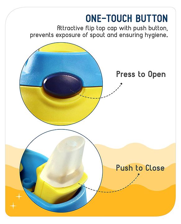 Babyhug Stainless Steel Insulated Sipper Bottle Dino Print Blue  - 350 ml