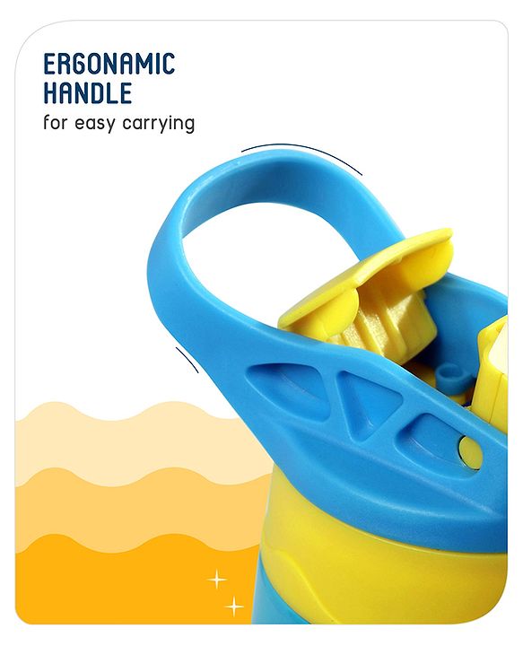 Babyhug Stainless Steel Insulated Sipper Bottle Dino Print Blue  - 350 ml