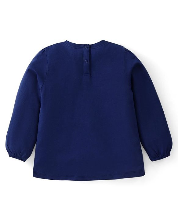 Babyhug Cotton Knit Full Sleeves Top with Strawberry & Text Print - Navy Blue