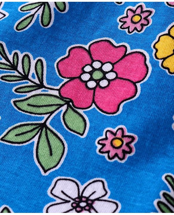 Babyhug Full Peasant Sleeves Top With Floral Print - Blue