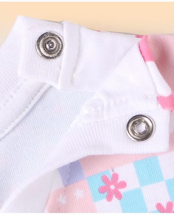 Babyhug Cotton Knit Full Sleeves Co-ords Night Suit with Animal Print - Pink
