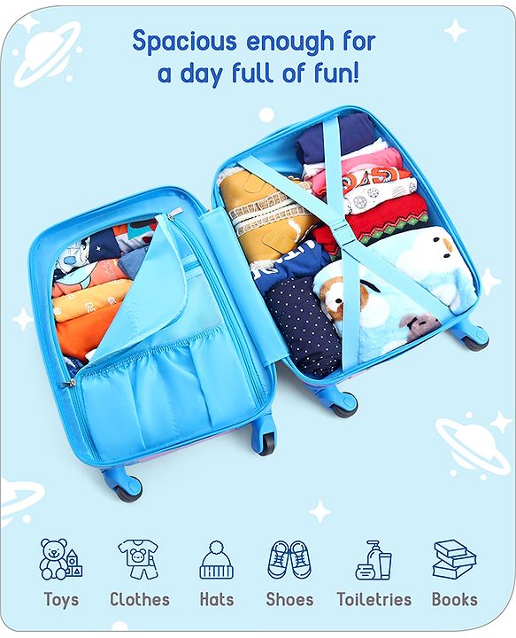 Babyhug Kid's Small 1 Day Trip Trolley Bag Space Theme Print Purple -18 Inches