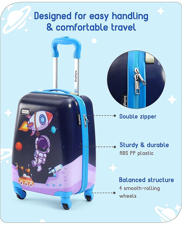Babyhug Kid's Small 1 Day Trip Trolley Bag Space Theme Print Purple -18 Inches