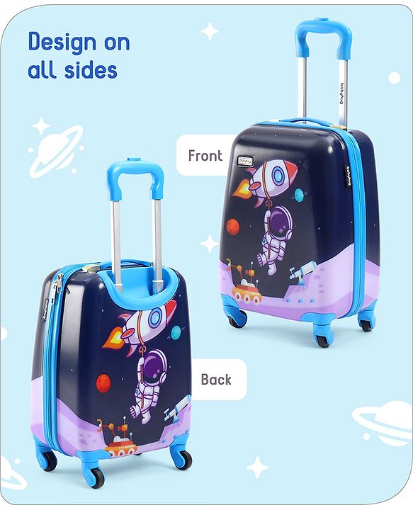 Babyhug Kid's Small 1 Day Trip Trolley Bag Space Theme Print Purple -18 Inches