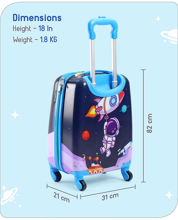 Babyhug Kid's Small 1 Day Trip Trolley Bag Space Theme Print Purple -18 Inches