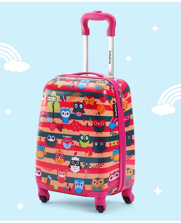 Babyhug Kid's Small 1 Day Trip Trolley Bag Tiger Print Blue -18 Inches| Shock Resistant| Telescopic Handle| Water Resistant| Easy Zipper Closure| Durable Swivel Wheels