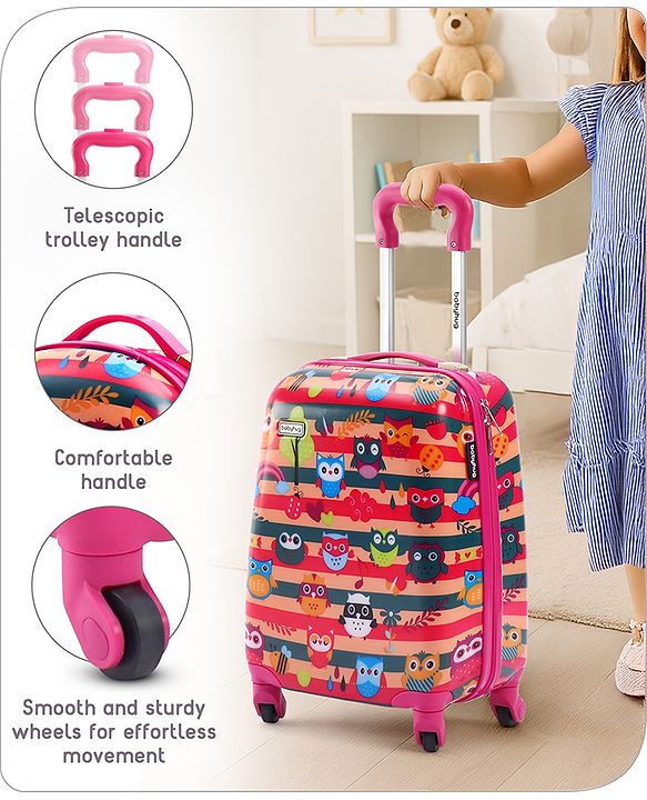 Babyhug Kid's Small 1 Day Trip Trolley Bag Tiger Print Blue -18 Inches| Shock Resistant| Telescopic Handle| Water Resistant| Easy Zipper Closure| Durable Swivel Wheels