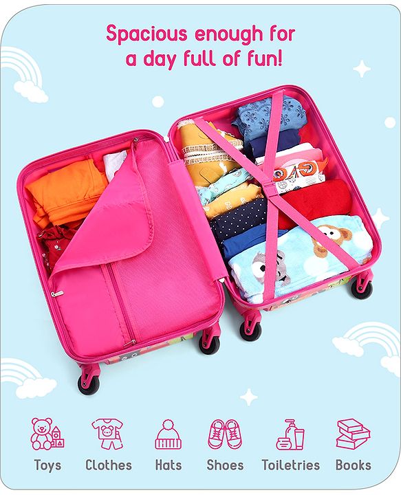 Babyhug Kid's Small 1 Day Trip Trolley Bag Tiger Print Blue -18 Inches| Shock Resistant| Telescopic Handle| Water Resistant| Easy Zipper Closure| Durable Swivel Wheels