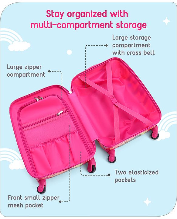 Babyhug Kid's Small 1 Day Trip Trolley Bag Tiger Print Blue -18 Inches| Shock Resistant| Telescopic Handle| Water Resistant| Easy Zipper Closure| Durable Swivel Wheels