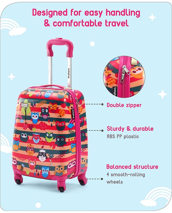 Babyhug Kid's Small 1 Day Trip Trolley Bag Tiger Print Blue -18 Inches| Shock Resistant| Telescopic Handle| Water Resistant| Easy Zipper Closure| Durable Swivel Wheels