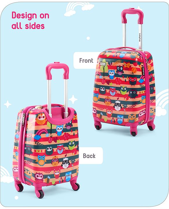 Babyhug Kid's Small 1 Day Trip Trolley Bag Tiger Print Blue -18 Inches| Shock Resistant| Telescopic Handle| Water Resistant| Easy Zipper Closure| Durable Swivel Wheels
