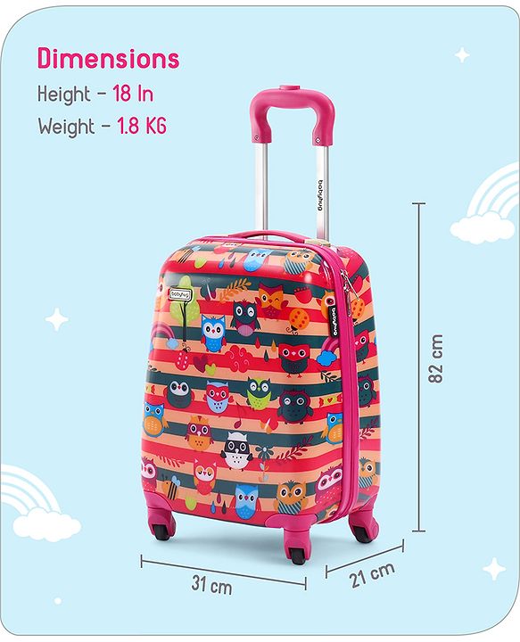 Babyhug Kid's Small 1 Day Trip Trolley Bag Tiger Print Blue -18 Inches| Shock Resistant| Telescopic Handle| Water Resistant| Easy Zipper Closure| Durable Swivel Wheels