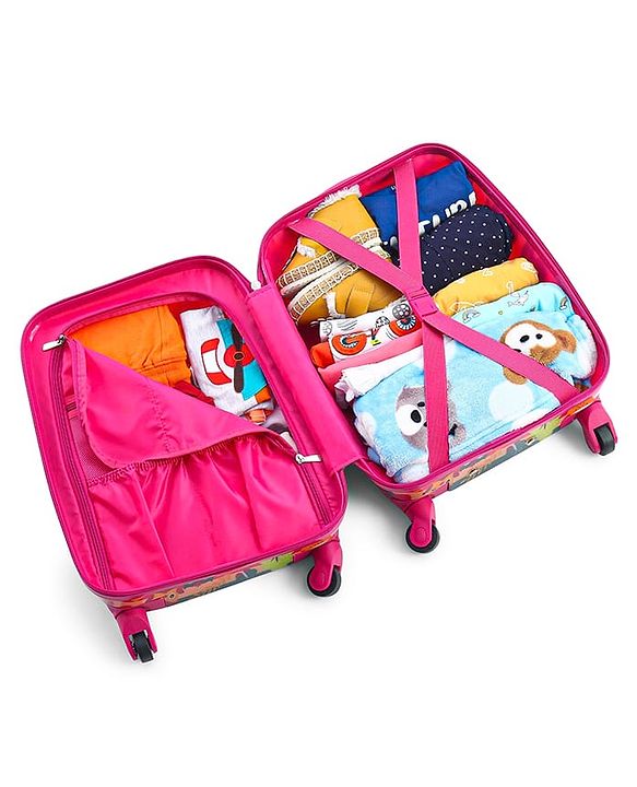 Babyhug Kid's Small 1 Day Trip Trolley Bag Tiger Print Blue -18 Inches| Shock Resistant| Telescopic Handle| Water Resistant| Easy Zipper Closure| Durable Swivel Wheels