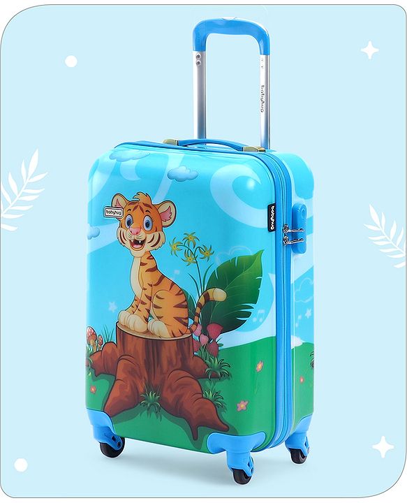 Babyhug Kid's Small 1 Day Trip Trolley Bag Loin Print Blue -20 Inches