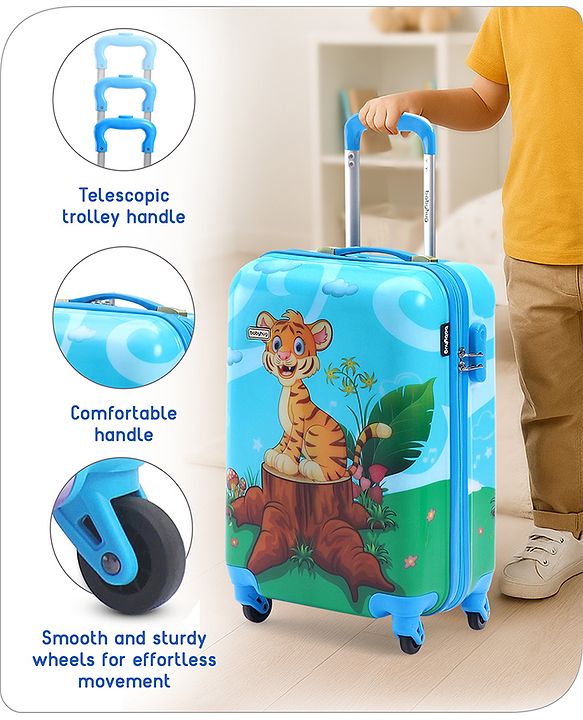 Babyhug Kid's Small 1 Day Trip Trolley Bag Loin Print Blue -20 Inches