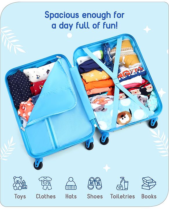 Babyhug Kid's Small 1 Day Trip Trolley Bag Loin Print Blue -20 Inches