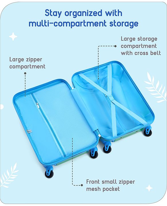 Babyhug Kid's Small 1 Day Trip Trolley Bag Loin Print Blue -20 Inches