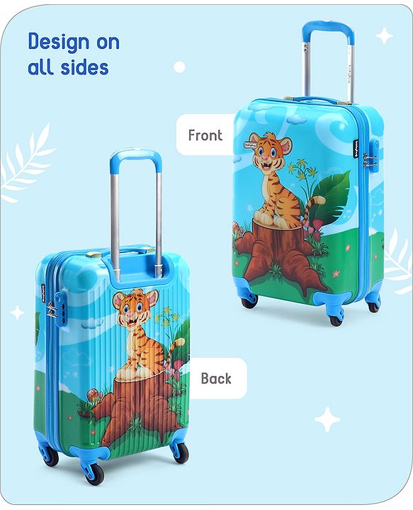 Babyhug Kid's Small 1 Day Trip Trolley Bag Loin Print Blue -20 Inches