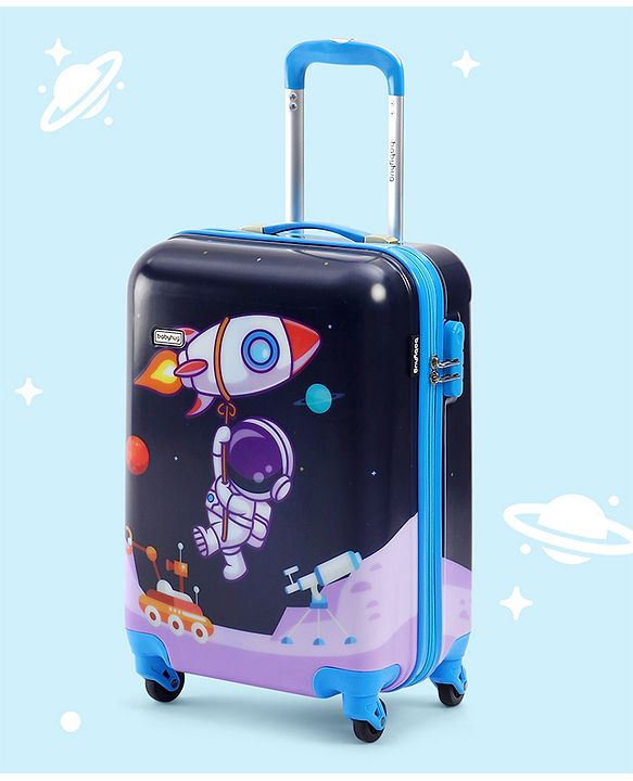Babyhug Kid's Small 1 Day Trip Trolley Bag Loin Print Blue -20 Inches