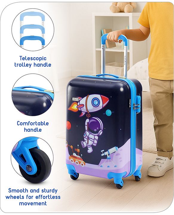 Babyhug Kid's Small 1 Day Trip Trolley Bag Loin Print Blue -20 Inches