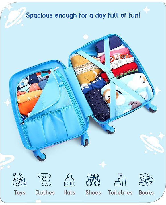 Babyhug Kid's Small 1 Day Trip Trolley Bag Loin Print Blue -20 Inches