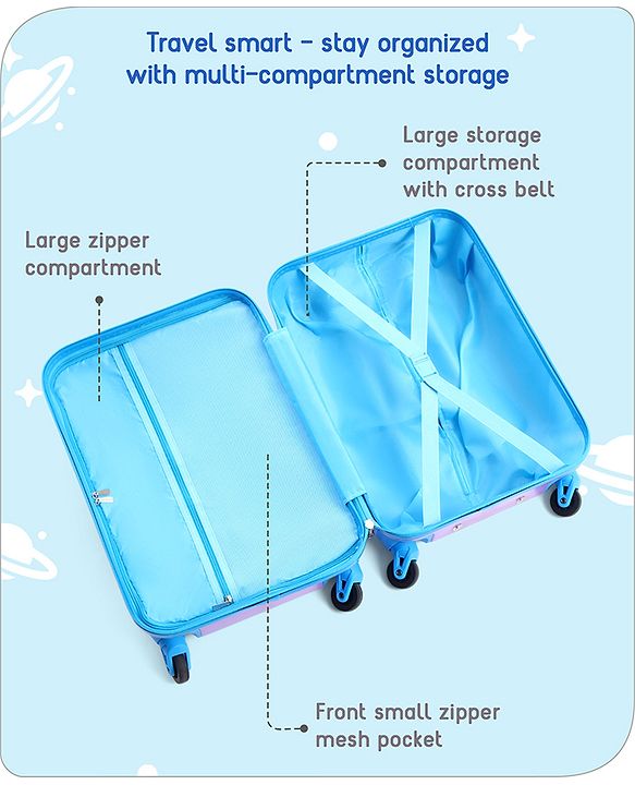 Babyhug Kid's Small 1 Day Trip Trolley Bag Loin Print Blue -20 Inches