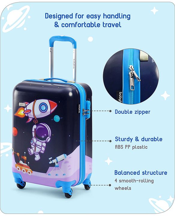Babyhug Kid's Small 1 Day Trip Trolley Bag Loin Print Blue -20 Inches