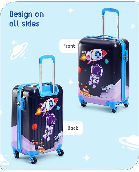 Babyhug Kid's Small 1 Day Trip Trolley Bag Loin Print Blue -20 Inches