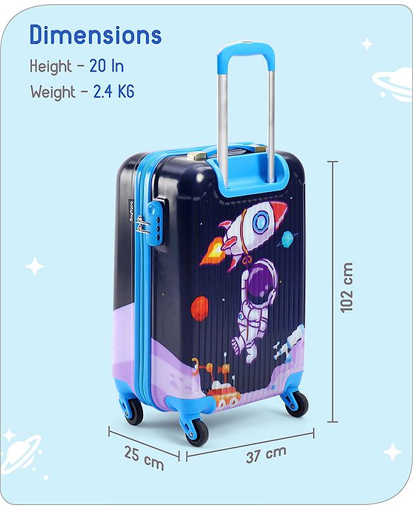 Babyhug Kid's Small 1 Day Trip Trolley Bag Loin Print Blue -20 Inches