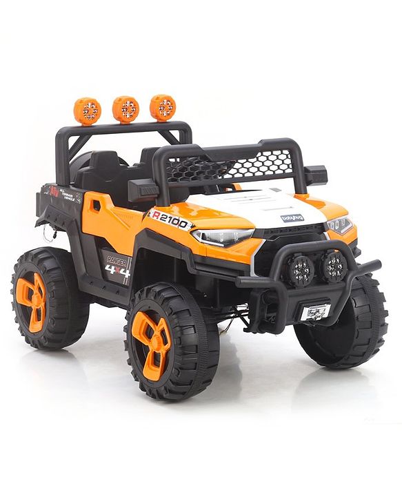 Babyhug RANGER 4X4 Battery Operated Ride On Jeep with Music & LED Lights - Olive Green| Forward & Reverse Drive| Wide Comfortable Seat| Rechargeable Battery| Remote Control| Pre-loaded Music with USB & AUX| Easy to Assemble| Wide Comfortable Seat| Ea