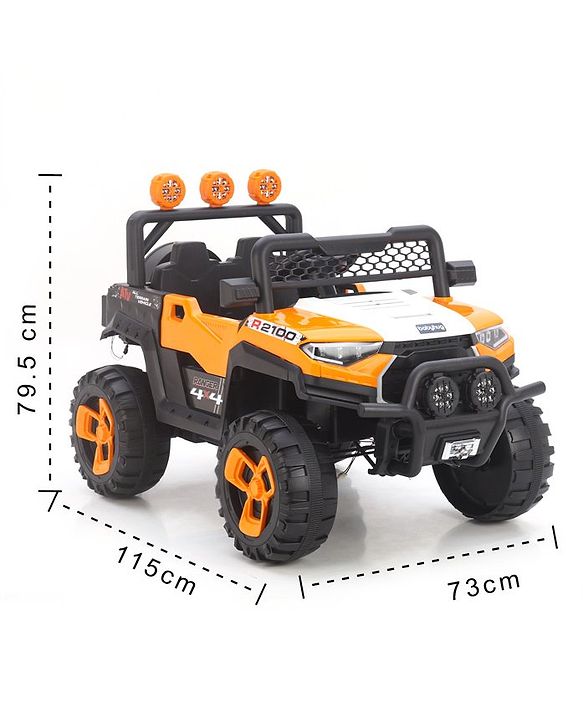 Babyhug RANGER 4X4 Battery Operated Ride On Jeep with Music & LED Lights - Olive Green| Forward & Reverse Drive| Wide Comfortable Seat| Rechargeable Battery| Remote Control| Pre-loaded Music with USB & AUX| Easy to Assemble| Wide Comfortable Seat| Ea