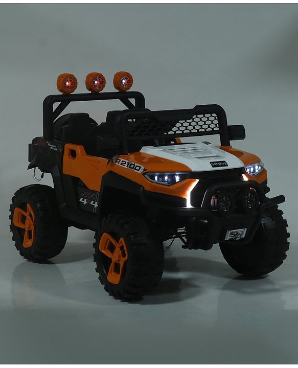 Babyhug RANGER 4X4 Battery Operated Ride On Jeep with Music & LED Lights - Olive Green| Forward & Reverse Drive| Wide Comfortable Seat| Rechargeable Battery| Remote Control| Pre-loaded Music with USB & AUX| Easy to Assemble| Wide Comfortable Seat| Ea