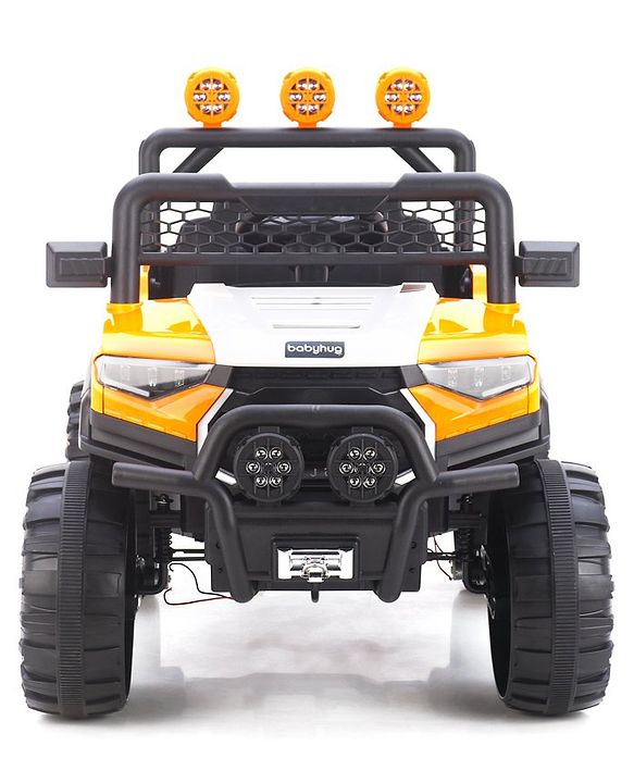Babyhug RANGER 4X4 Battery Operated Ride On Jeep with Music & LED Lights - Olive Green| Forward & Reverse Drive| Wide Comfortable Seat| Rechargeable Battery| Remote Control| Pre-loaded Music with USB & AUX| Easy to Assemble| Wide Comfortable Seat| Ea