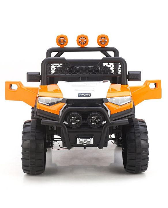 Babyhug RANGER 4X4 Battery Operated Ride On Jeep with Music & LED Lights - Olive Green| Forward & Reverse Drive| Wide Comfortable Seat| Rechargeable Battery| Remote Control| Pre-loaded Music with USB & AUX| Easy to Assemble| Wide Comfortable Seat| Ea