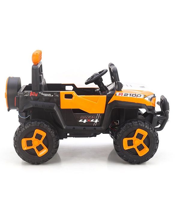 Babyhug RANGER 4X4 Battery Operated Ride On Jeep with Music & LED Lights - Olive Green| Forward & Reverse Drive| Wide Comfortable Seat| Rechargeable Battery| Remote Control| Pre-loaded Music with USB & AUX| Easy to Assemble| Wide Comfortable Seat| Ea