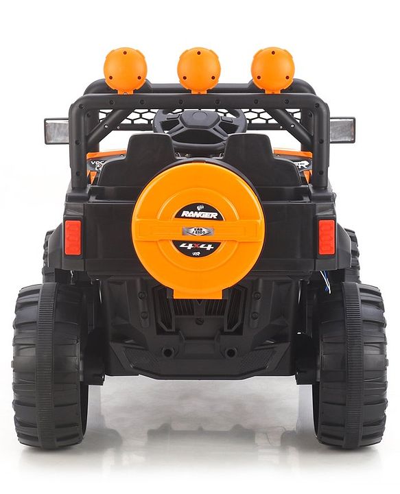 Babyhug RANGER 4X4 Battery Operated Ride On Jeep with Music & LED Lights - Olive Green| Forward & Reverse Drive| Wide Comfortable Seat| Rechargeable Battery| Remote Control| Pre-loaded Music with USB & AUX| Easy to Assemble| Wide Comfortable Seat| Ea