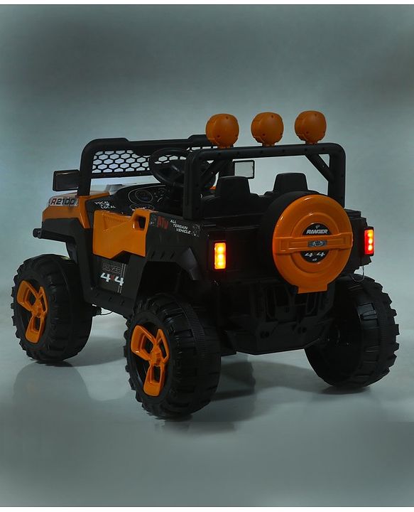 Babyhug RANGER 4X4 Battery Operated Ride On Jeep with Music & LED Lights - Olive Green| Forward & Reverse Drive| Wide Comfortable Seat| Rechargeable Battery| Remote Control| Pre-loaded Music with USB & AUX| Easy to Assemble| Wide Comfortable Seat| Ea