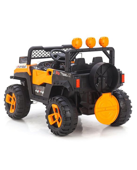 Babyhug RANGER 4X4 Battery Operated Ride On Jeep with Music & LED Lights - Olive Green| Forward & Reverse Drive| Wide Comfortable Seat| Rechargeable Battery| Remote Control| Pre-loaded Music with USB & AUX| Easy to Assemble| Wide Comfortable Seat| Ea