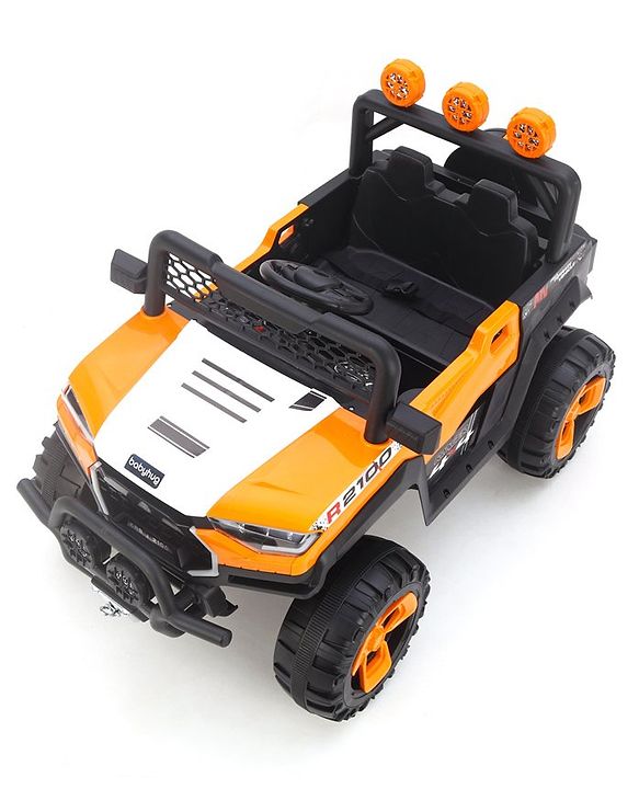 Babyhug RANGER 4X4 Battery Operated Ride On Jeep with Music & LED Lights - Olive Green| Forward & Reverse Drive| Wide Comfortable Seat| Rechargeable Battery| Remote Control| Pre-loaded Music with USB & AUX| Easy to Assemble| Wide Comfortable Seat| Ea