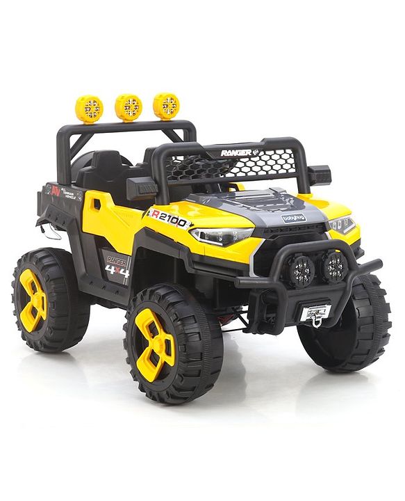 Babyhug RANGER 4X4 Battery Operated Ride On Jeep with Music & LED Lights - Red| Forward & Reverse Drive| Wide Comfortable Seat| Rechargeable Battery| Remote Control| Pre-loaded Music with USB & AUX| Easy to Assemble| Wide Comfortable Seat| Easy to Op