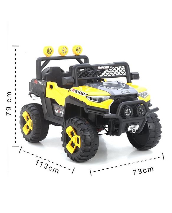 Babyhug RANGER 4X4 Battery Operated Ride On Jeep with Music & LED Lights - Red| Forward & Reverse Drive| Wide Comfortable Seat| Rechargeable Battery| Remote Control| Pre-loaded Music with USB & AUX| Easy to Assemble| Wide Comfortable Seat| Easy to Op