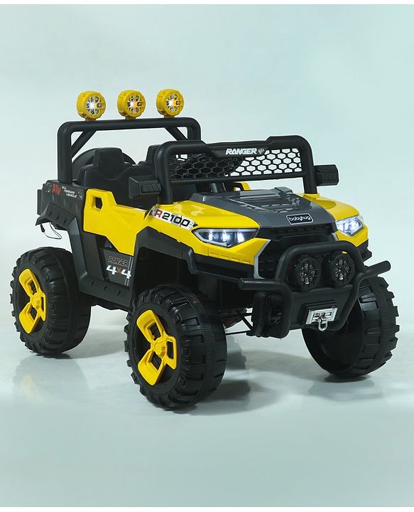 Babyhug RANGER 4X4 Battery Operated Ride On Jeep with Music & LED Lights - Red| Forward & Reverse Drive| Wide Comfortable Seat| Rechargeable Battery| Remote Control| Pre-loaded Music with USB & AUX| Easy to Assemble| Wide Comfortable Seat| Easy to Op